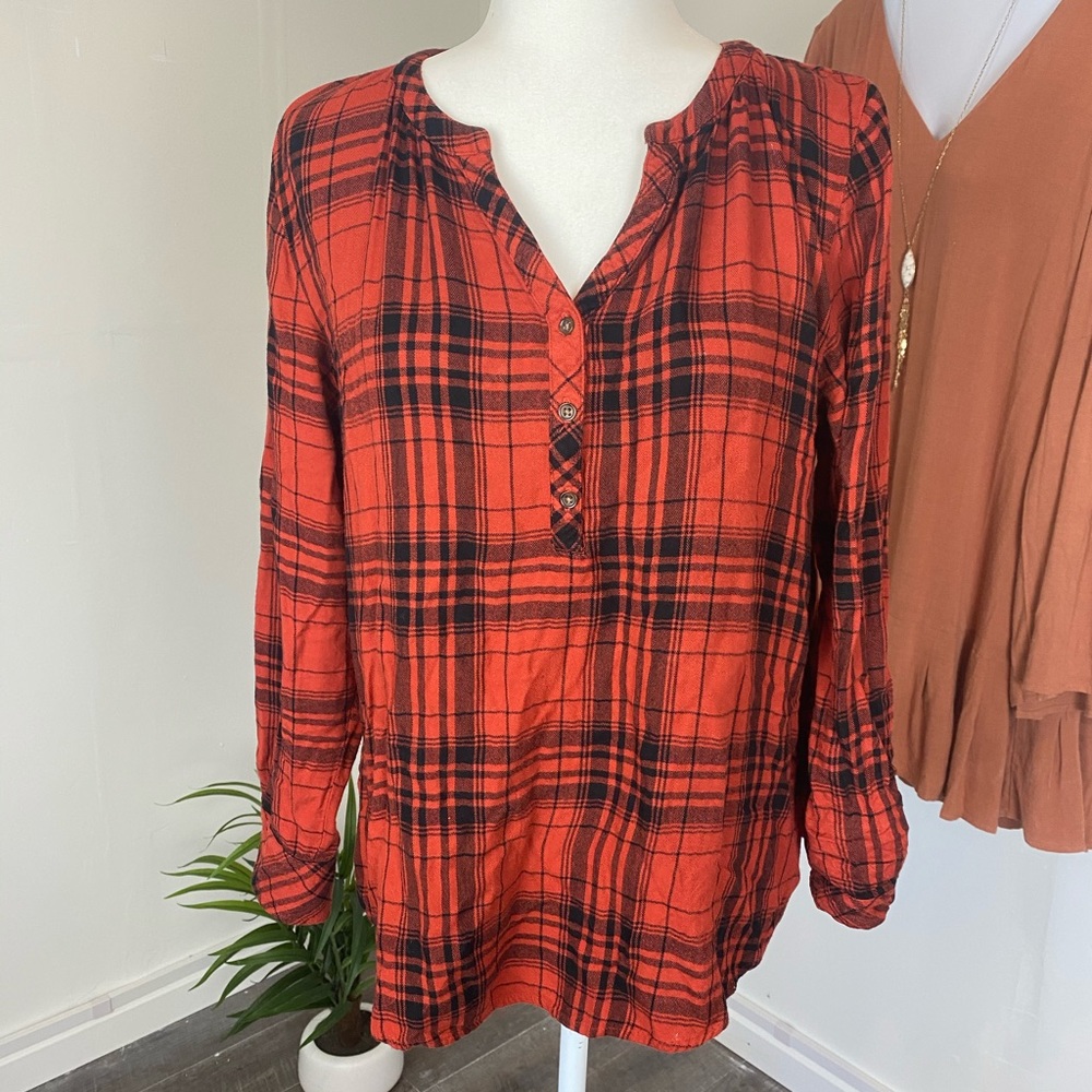 Red plaid blouse